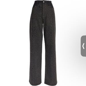 Good American Black Good Ease Relaxed Black Rhinestone Jeans